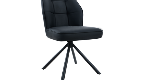 Vierfußstuhl Hela aus Leder in Schwarz Polsterstuhl Braga S Schwarz & schwarzes Metall - drehbar