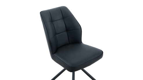 Vierfußstuhl Hela aus Leder in Schwarz Polsterstuhl Braga S Schwarz & schwarzes Metall - drehbar