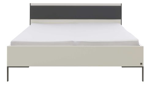 Bettgestell Interliving aus Holz in Dunkelgrau Interliving Schlafzimmer Serie 1033 – Bettgestell mit Polstereinlage lavafarbenes Kunstleder & Weiß - Liegefläche ca. 180 x 200 cm