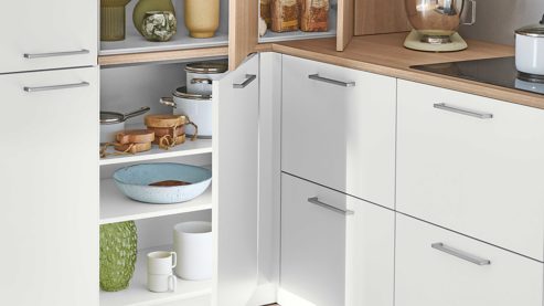 Einbauküche Nolte® küchen aus Holz in Weiß nolte® Einbauküche Manhattan mit Einbaugeräten Weiß & Natureiche – Stellfläche ca. 250 x 370 cm