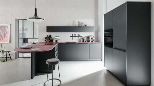 Einbauküche Nolte® küchen aus Holz in Schwarz nolte® Einbauküche Perfect Plus mit Einbaugeräten Schwarz & Red Marble – zweiteilig
