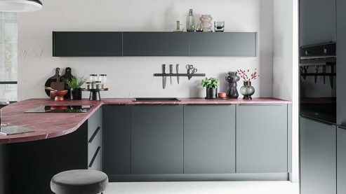 Einbauküche Nolte® küchen aus Holz in Schwarz nolte® Einbauküche Perfect Plus mit Einbaugeräten Schwarz & Red Marble – zweiteilig