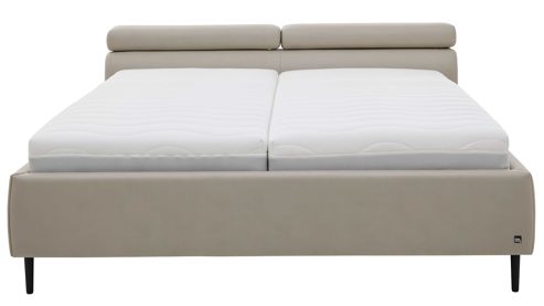 Bettgestell Interliving aus Stoff in Hellgrau Interliving Polsterbett Serie 1422 - Polsterbettgestell hellgrauer Bezug Cloud & schwarze Metallfüße 428 - Liegefläche ca. 180 x 200 cm