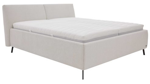 Bettgestell Interliving aus Stoff in Weiß Interliving Polsterbett Serie 1422 - Polsterbettgestell schneeweißer Bezug Famous & schwarze Metallfüße 346 - Liegefläche ca. 180 x 200 cm