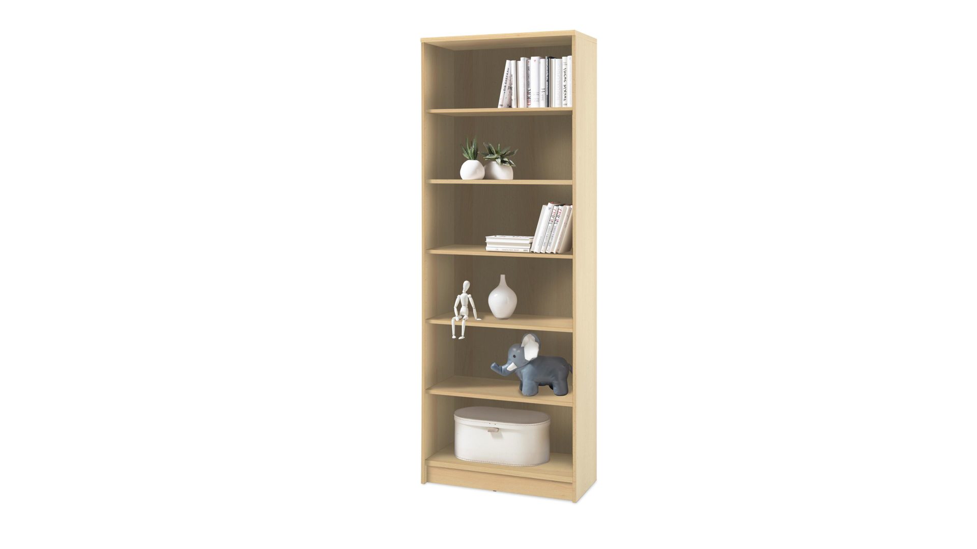 Regal Bega-consult aus Holz in Holzfarben Bücherregal als Wohnzimmermöbel buchefarbene Kunststoffoberflächen – Höhe ca. 198 cm, fünf Böden