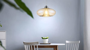 Pendelleuchte Globo lighting aus Glas in Hellbraun GLOBO Hängelampe Lille amberfarbenes Glas & Nickel – Durchmesser ca. 40 cm