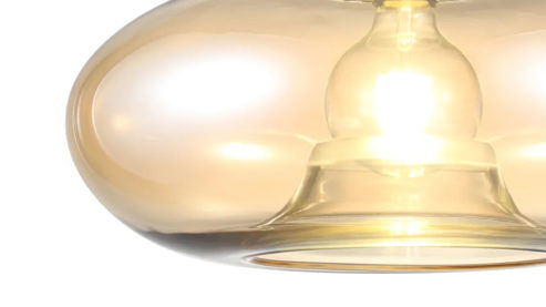 Pendelleuchte Globo lighting aus Glas in Hellbraun GLOBO Hängelampe Lille amberfarbenes Glas & Nickel – Durchmesser ca. 40 cm