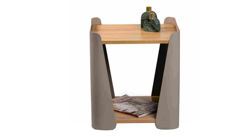 Couchtisch M2 kollektion aus Holz in Holzfarben Beistelltisch Sandro Eiche & Grau - ca. 40 x 48 cm