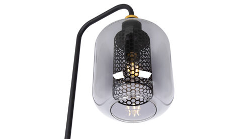 Stehleuchte Globo lighting aus Glas in Grau GLOBO Lampen Serie Ando - Hängelampe rauchfarbenes Glas & schwarzes Metall - Höhe ca. 150 cm