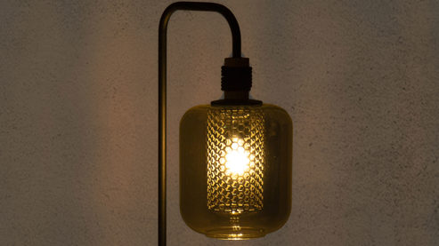 Stehleuchte Globo lighting aus Glas in Grau GLOBO Lampen Serie Ando - Hängelampe rauchfarbenes Glas & schwarzes Metall - Höhe ca. 150 cm