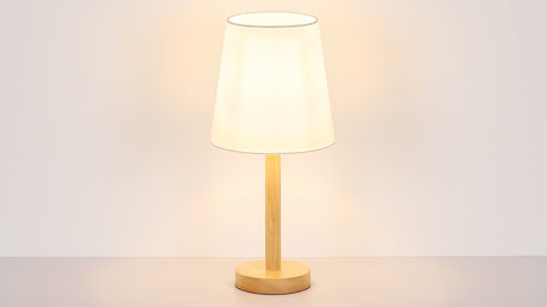 Tischleuchte Globo lighting aus Metall in Holzfarben GLOBO Lampen Serie Joris - Tischlampe Kiefer & weißer Lampenschirm - Höhe ca. 45 cm