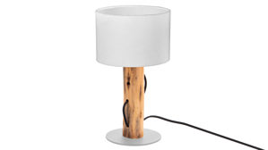 Tischleuchte Globo lighting aus Holz in Holzfarben GLOBO Lampen Serie Norin - Tischlampe Eukalyptusholz & weißer Lampenschirm - Höhe ca. 32 cm