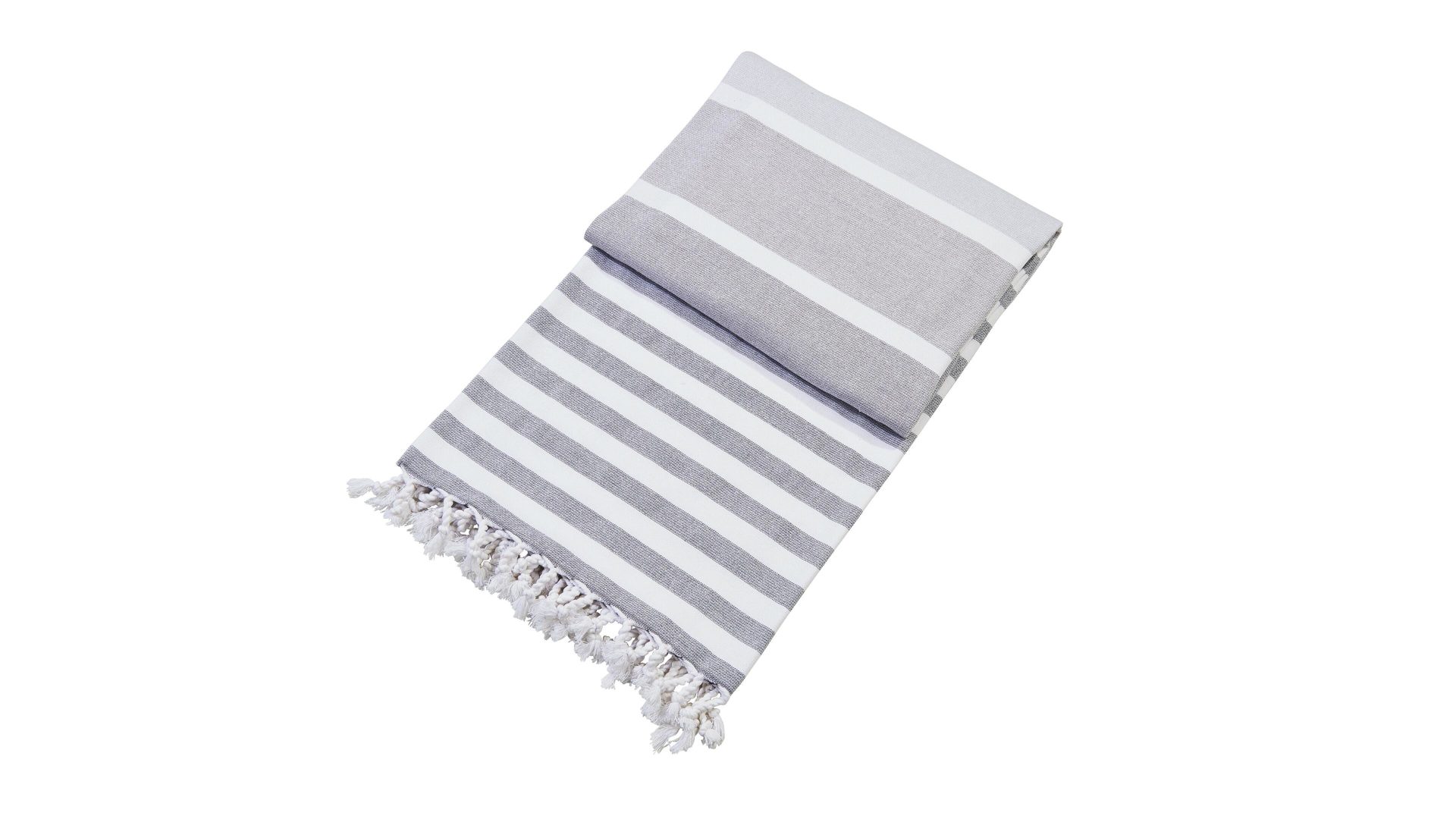 Hamamtuch Done.® aus Stoff in Grau done.® Hamamtuch Casablanca steinfarbene Streifen  – ca. 90 x 160 cm