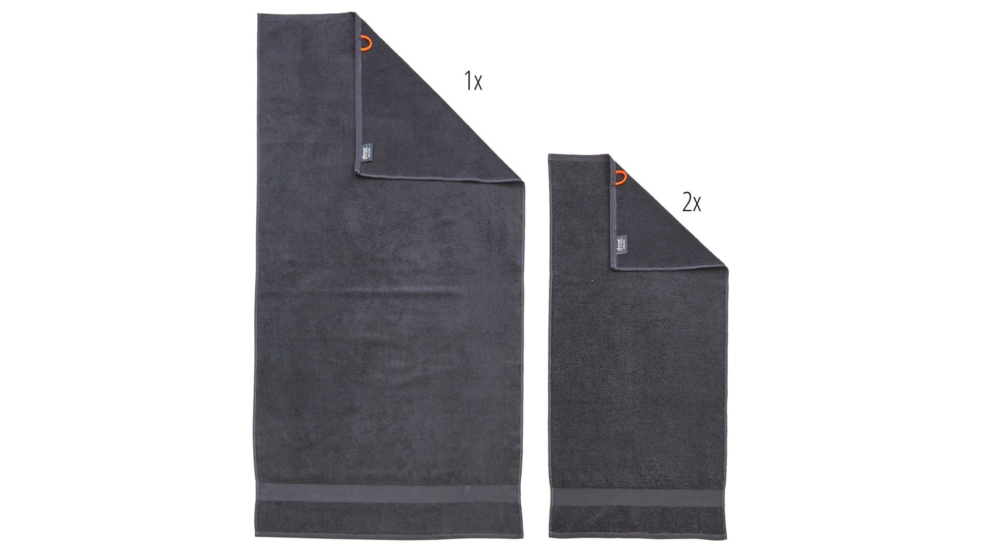 Handtuch-Set Done.® aus Stoff in Anthrazit done.® Handtuch-Set Deluxe anthrazitfarbene Baumwolle  – dreiteilig
