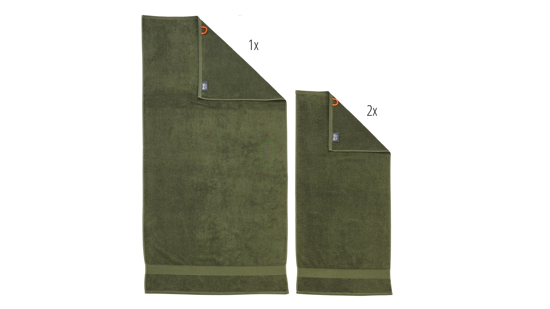 Handtuch-Set Done.® aus Stoff in Dunkelgrün done.® Handtuch-Set Deluxe für Ihre Heimtextilien khakifarbene Baumwolle  – dreiteilig