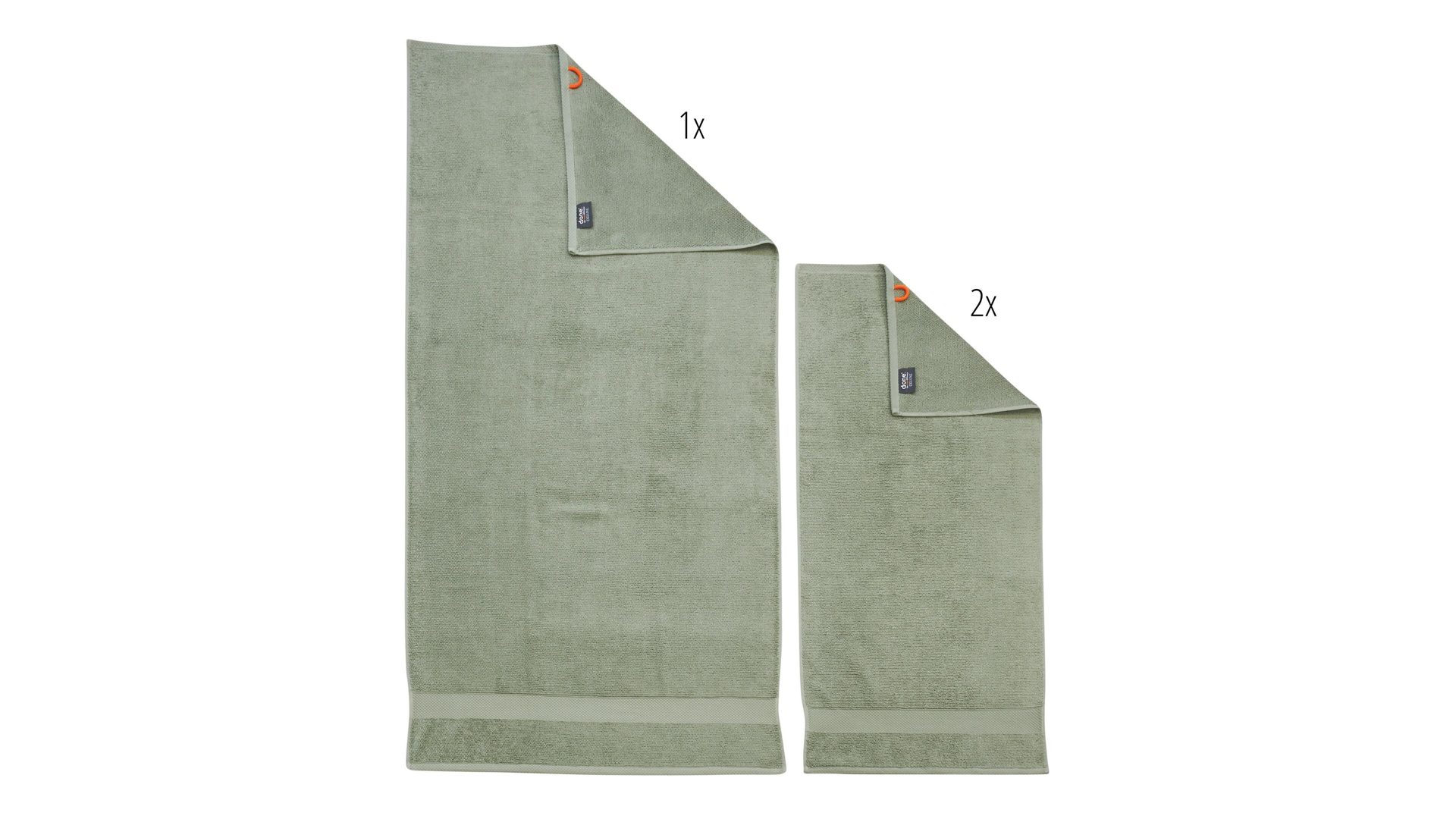 Handtuch-Set Done.® aus Stoff in Grün done.® Handtuch-Set Deluxe für Ihre Heimtextilien eisbergfarbene Baumwolle  – dreiteilig