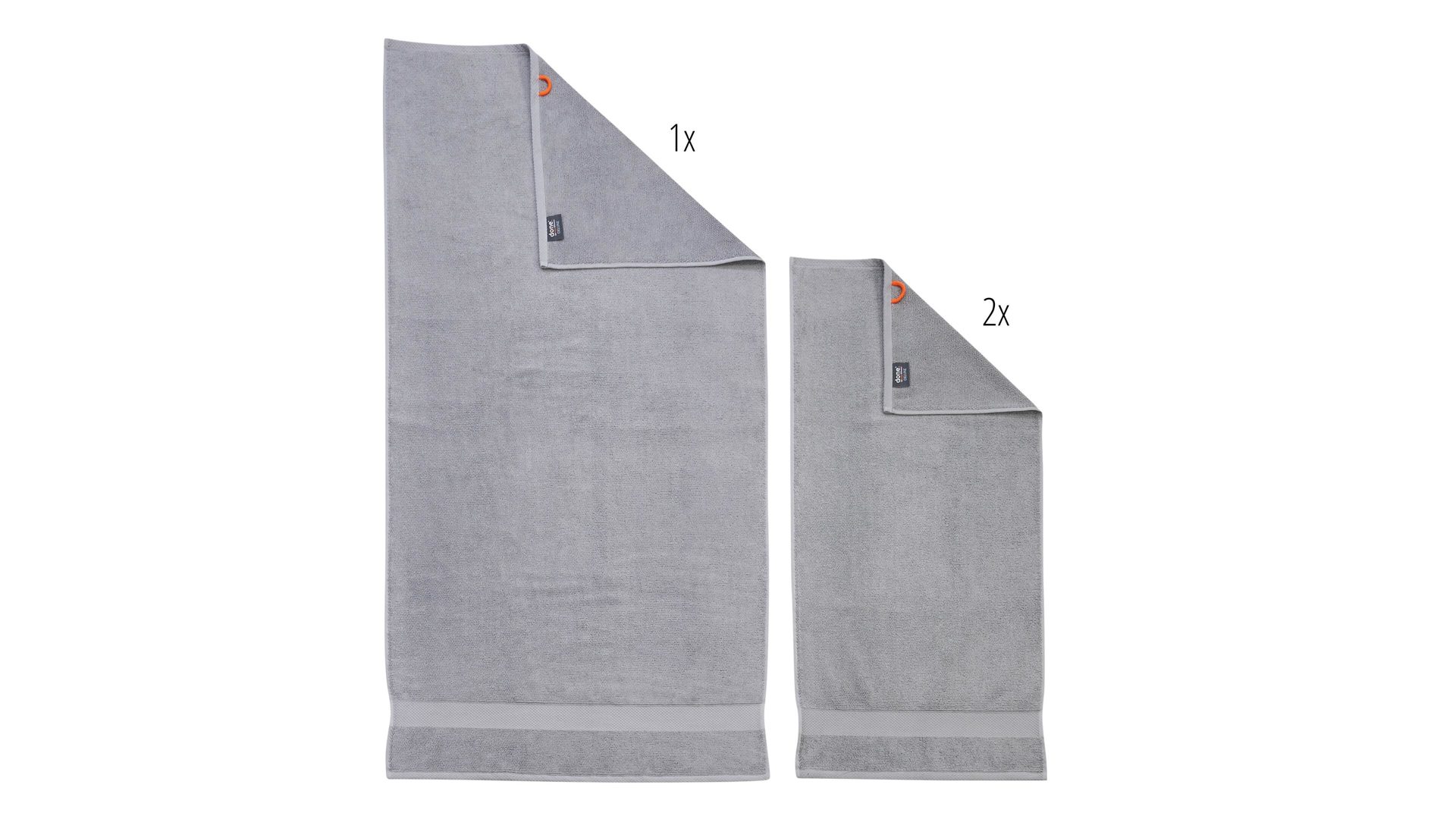 Handtuch-Set Done.® aus Stoff in Hellgrau done.® Handtuch-Set Deluxe silberfarbene Baumwolle  – dreiteilig