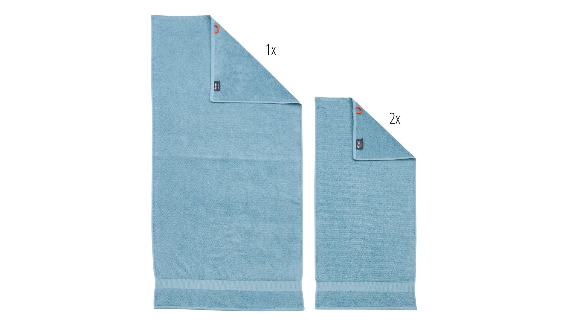 Handtuch-Set Done.® aus Stoff in Pastell done.® Handtuch-Set Deluxe für Ihre Heimtextililen oceanfarbene Baumwolle  – dreiteilig