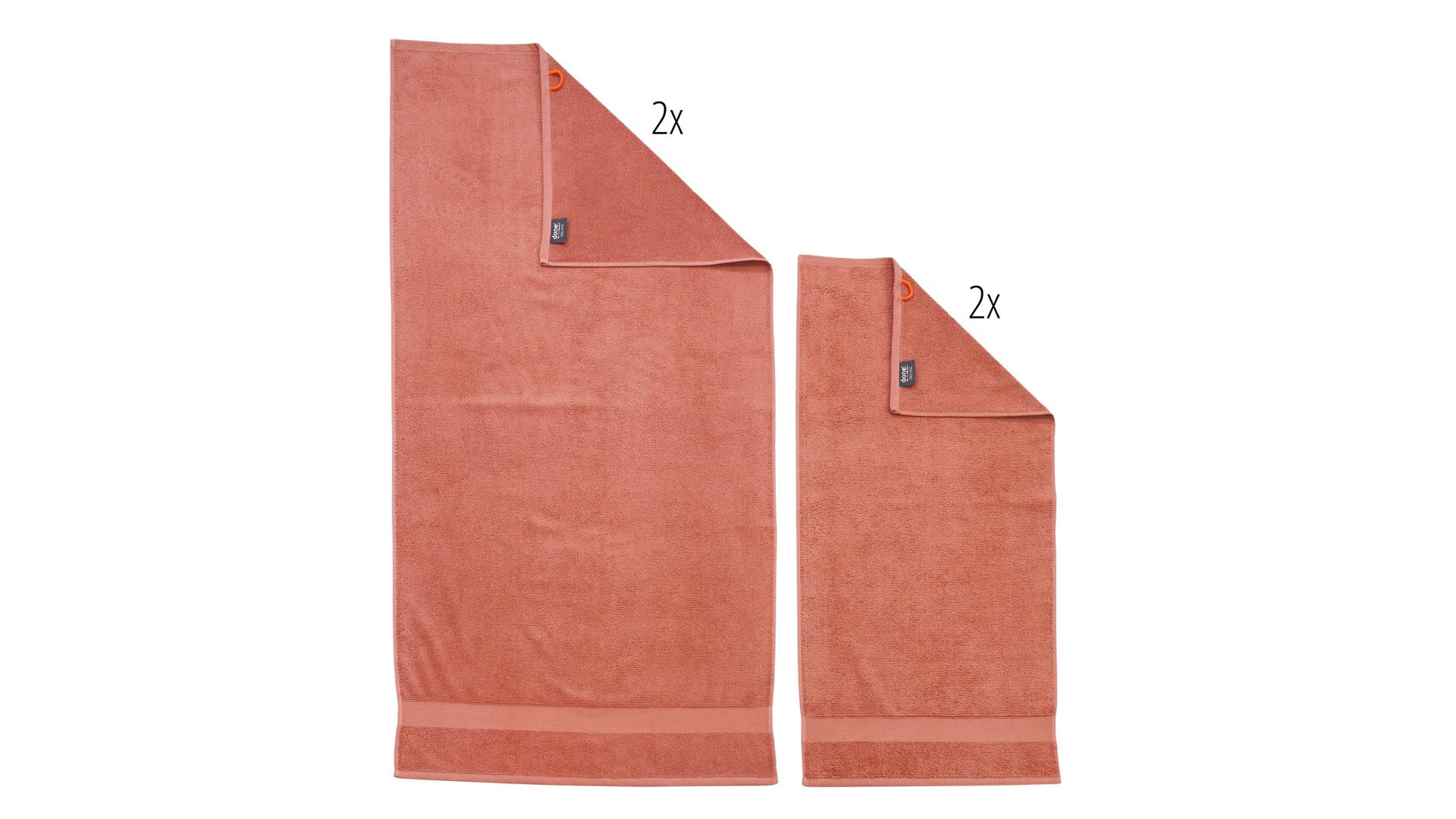 Handtuch-Set Done.® aus Stoff in Rot done.® Handtuch-Set Deluxe für Ihre Heimtextilien wüstensandfarbene Baumwolle – vierteilig
