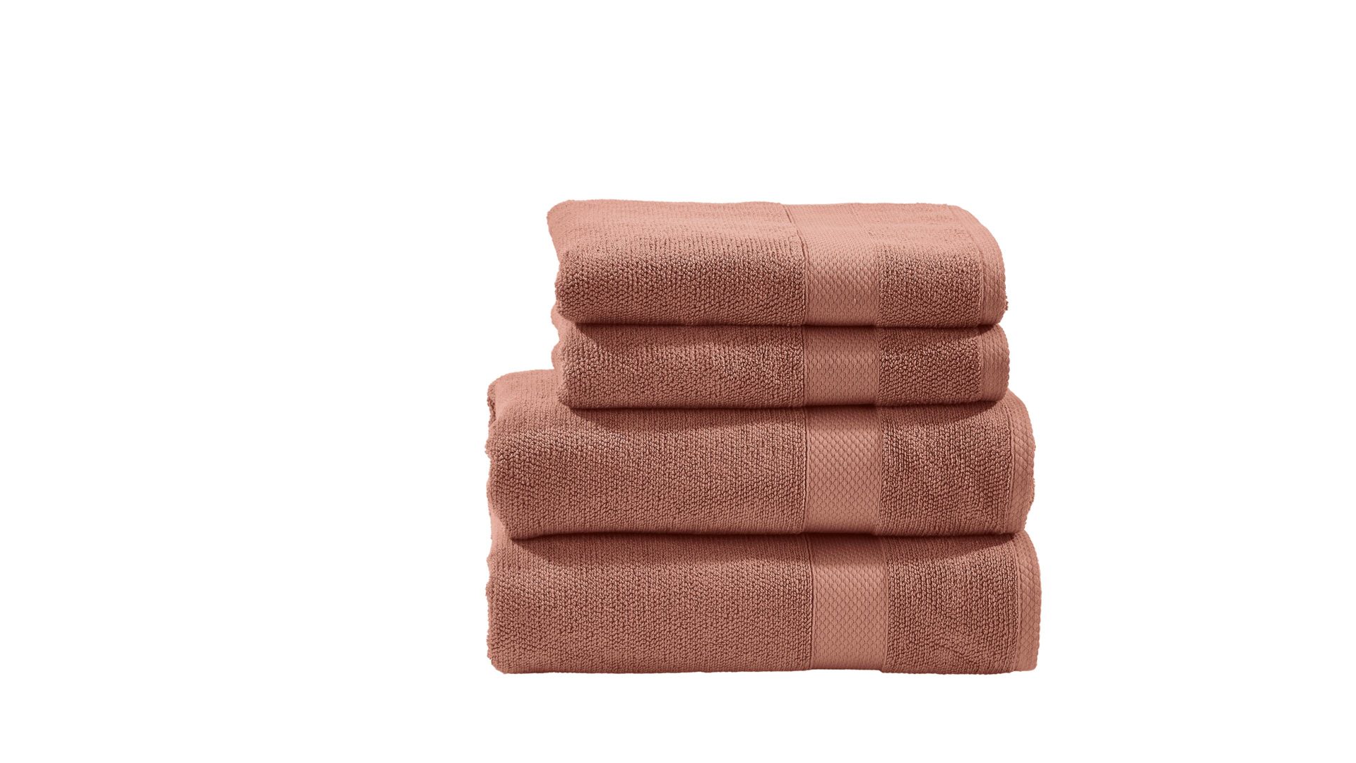 Handtuch-Set Done.® aus Stoff in Rot done.® Handtuch-Set Deluxe für Ihre Heimtextilien wüstensandfarbene Baumwolle – vierteilig