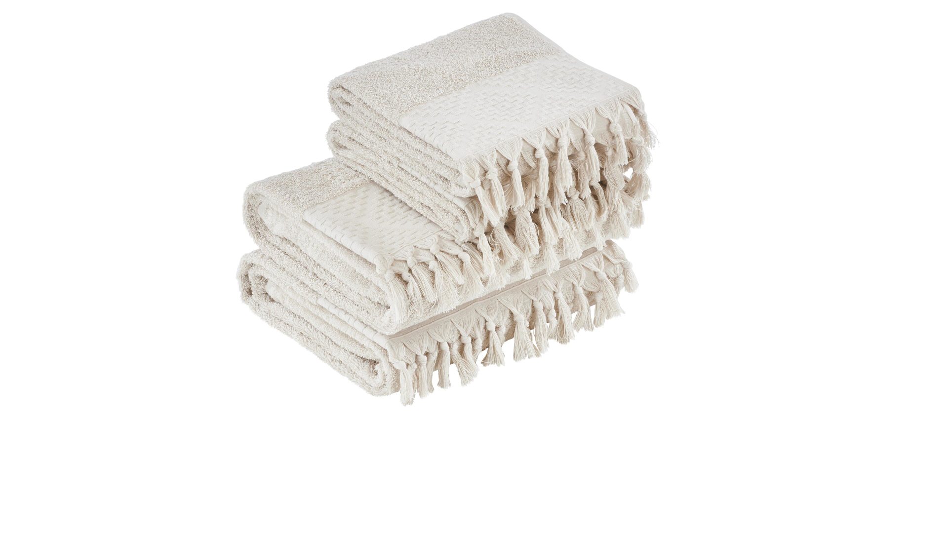 Handtuch-Set Done.® aus Stoff in Beige done.® Handtuch-Set Provence Boheme für Ihre Heimtextilien beige Baumwolle  – vierteilig