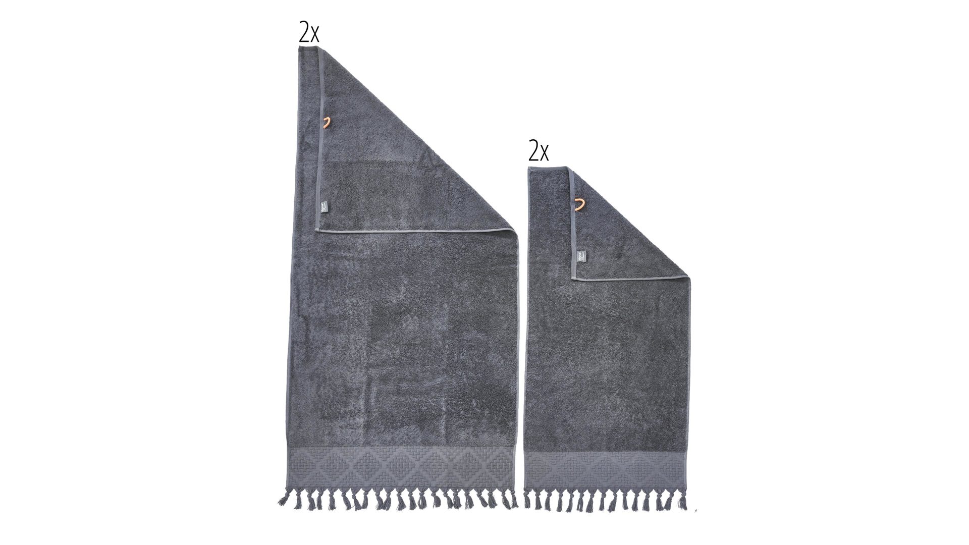 Handtuch-Set Done.® aus Stoff in Anthrazit done.® Handtuch-Set Provence Boheme - Heimtextilien anthrazitfarbene Baumwolle  – vierteilig
