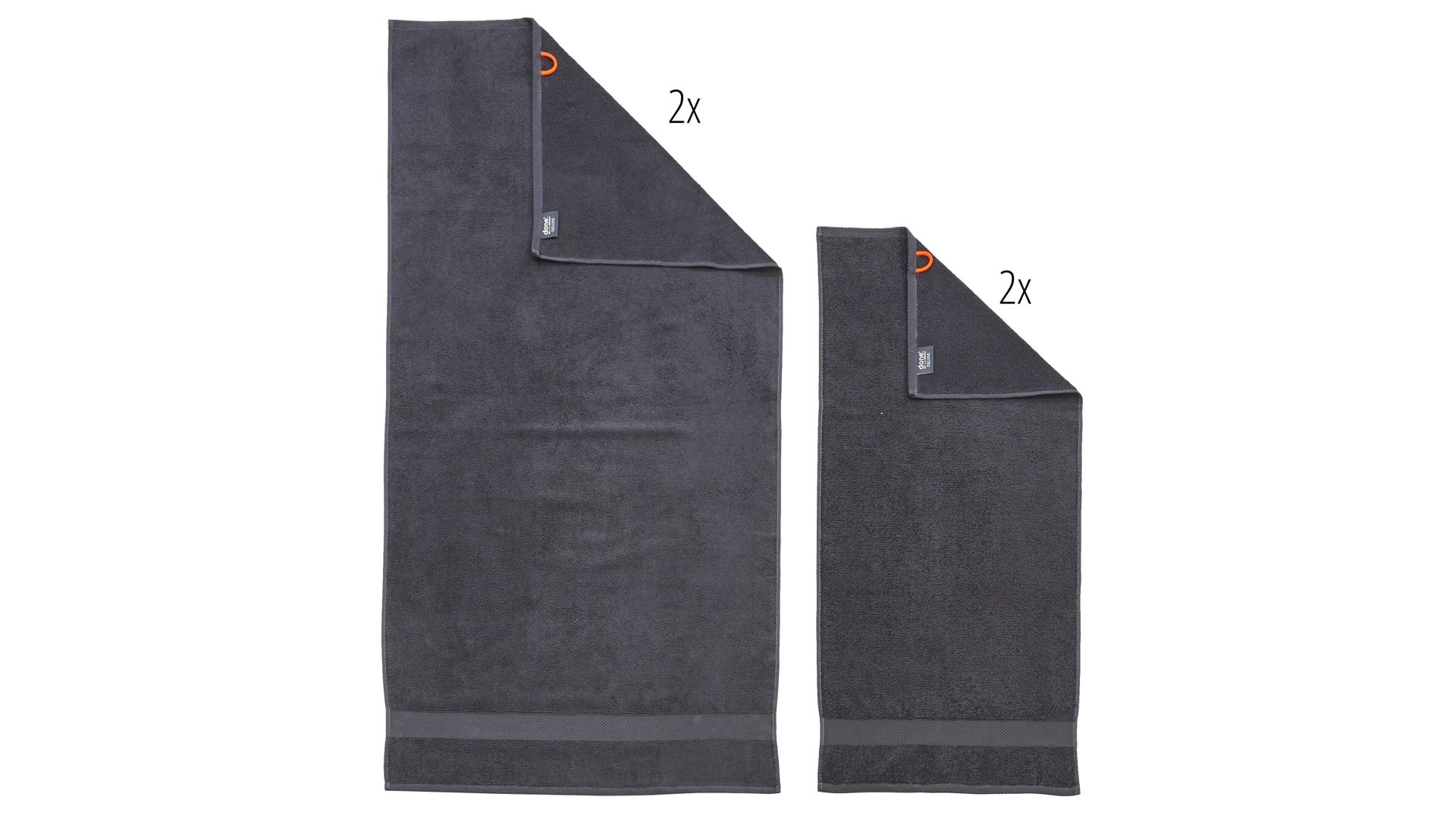 Handtuch-Set Done.® aus Stoff in Anthrazit done.® Handtuch-Set Deluxe anthrazitfarbene Baumwolle – vierteilig