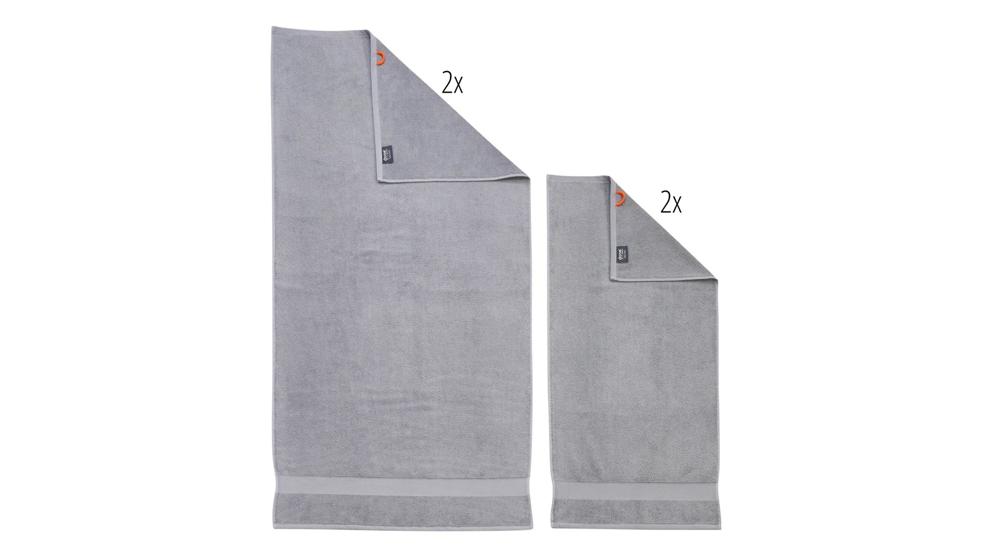 Handtuch-Set Done.® aus Stoff in Hellgrau done.® Handtuch-Set Deluxe - Heimtextilien silbergraue Baumwolle – vierteilig