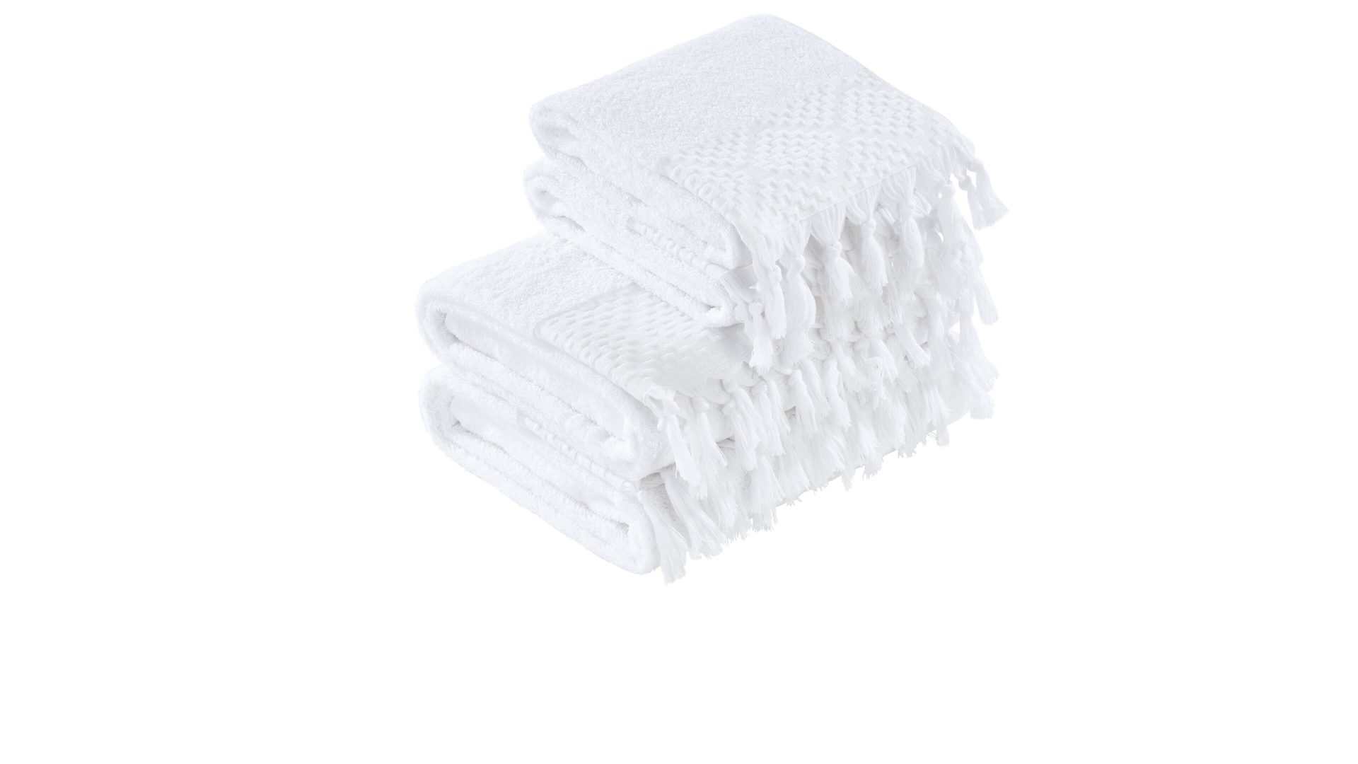 Handtuch-Set Done.® aus Stoff in Weiß done.® Handtuch-Set Provence Boheme - Heimtextilien weiße Baumwolle  – vierteilig