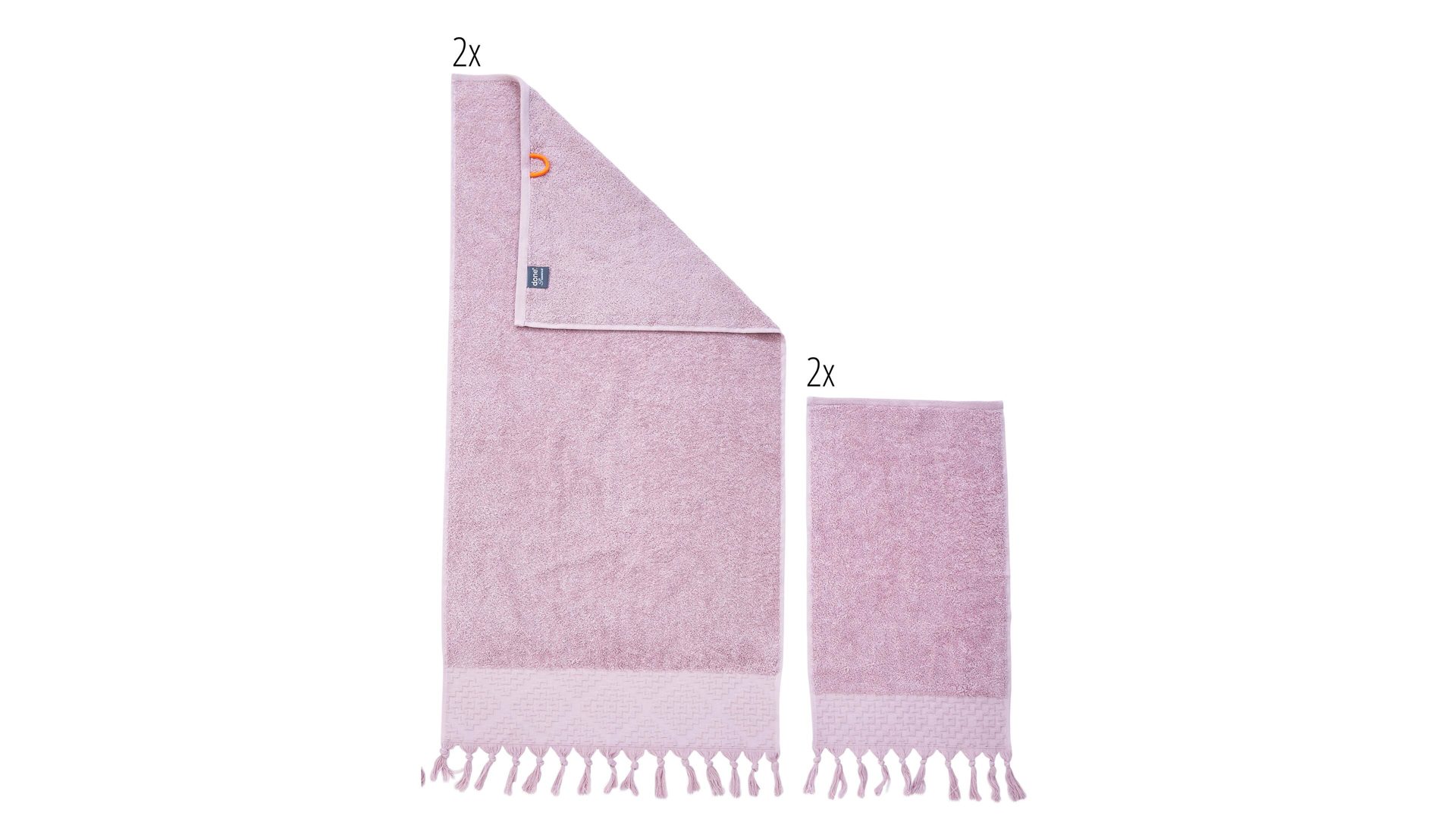 Handtuch-Set Done.® aus Stoff in Pastell done.® Handtuch-Set Provence Boheme altrosafarbene Baumwolle  – vierteilig