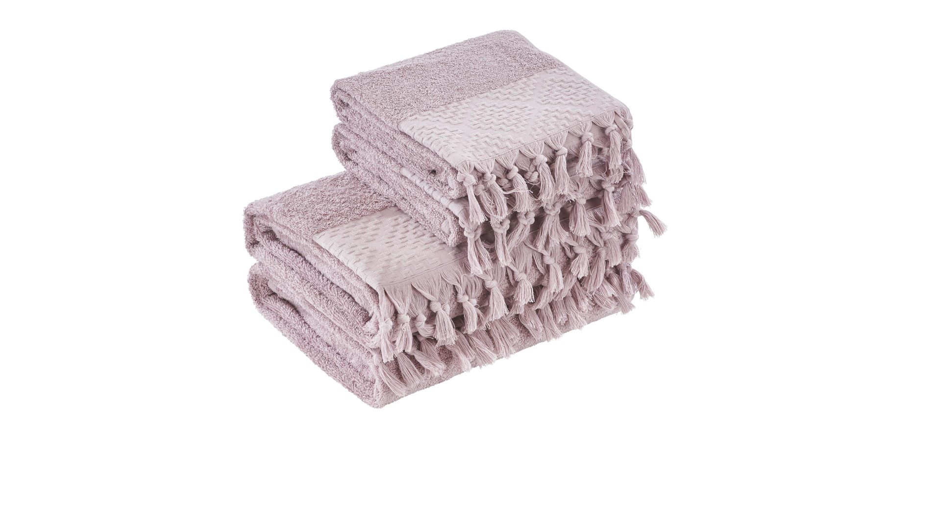 Handtuch-Set Done.® aus Stoff in Pastell done.® Handtuch-Set Provence Boheme altrosafarbene Baumwolle  – vierteilig