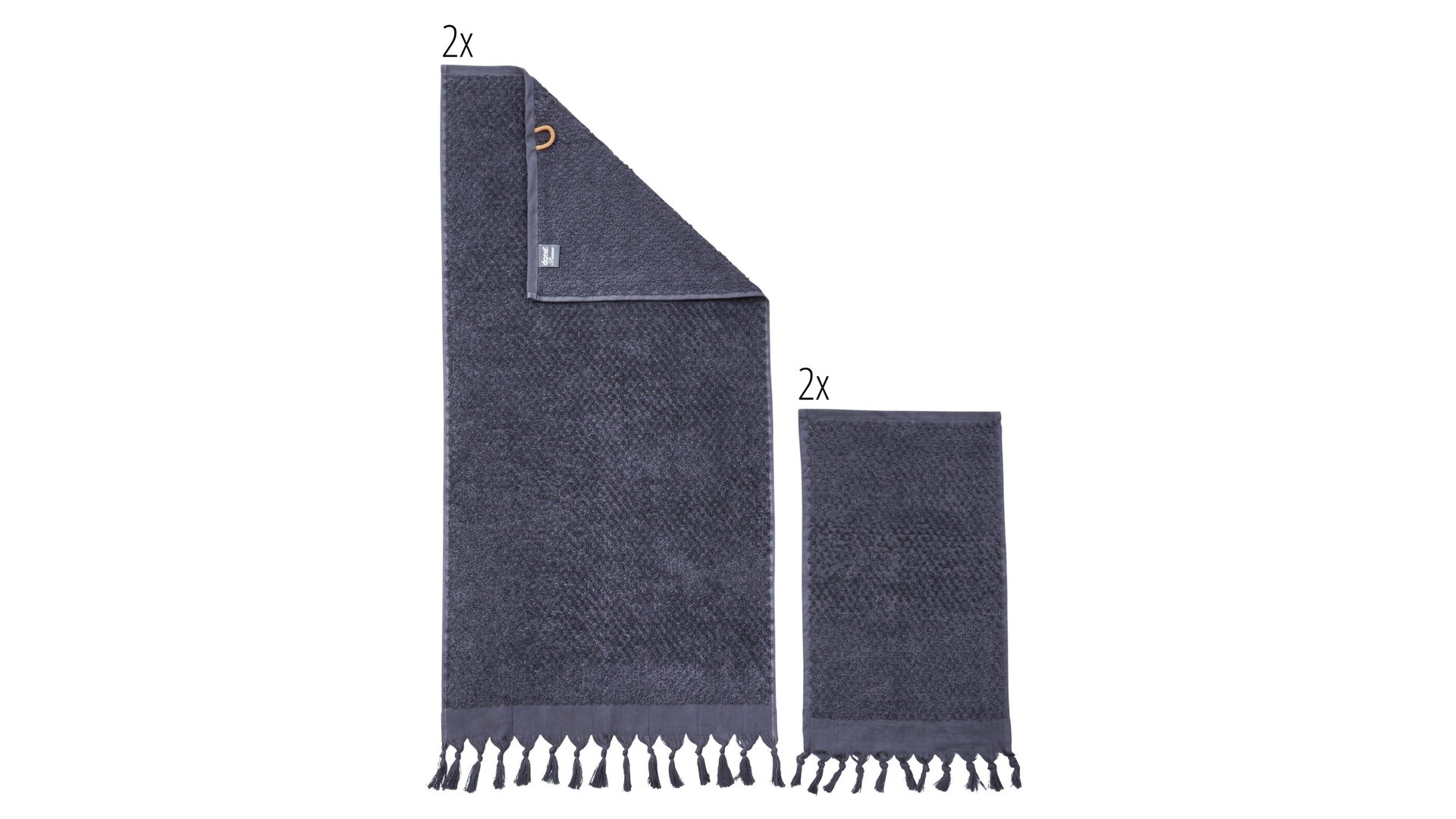 Handtuch-Set Done.® aus Stoff in Anthrazit done.® Handtuch-Set Provence Honeycomb anthrazitfarbene Baumwolle – vierteilig