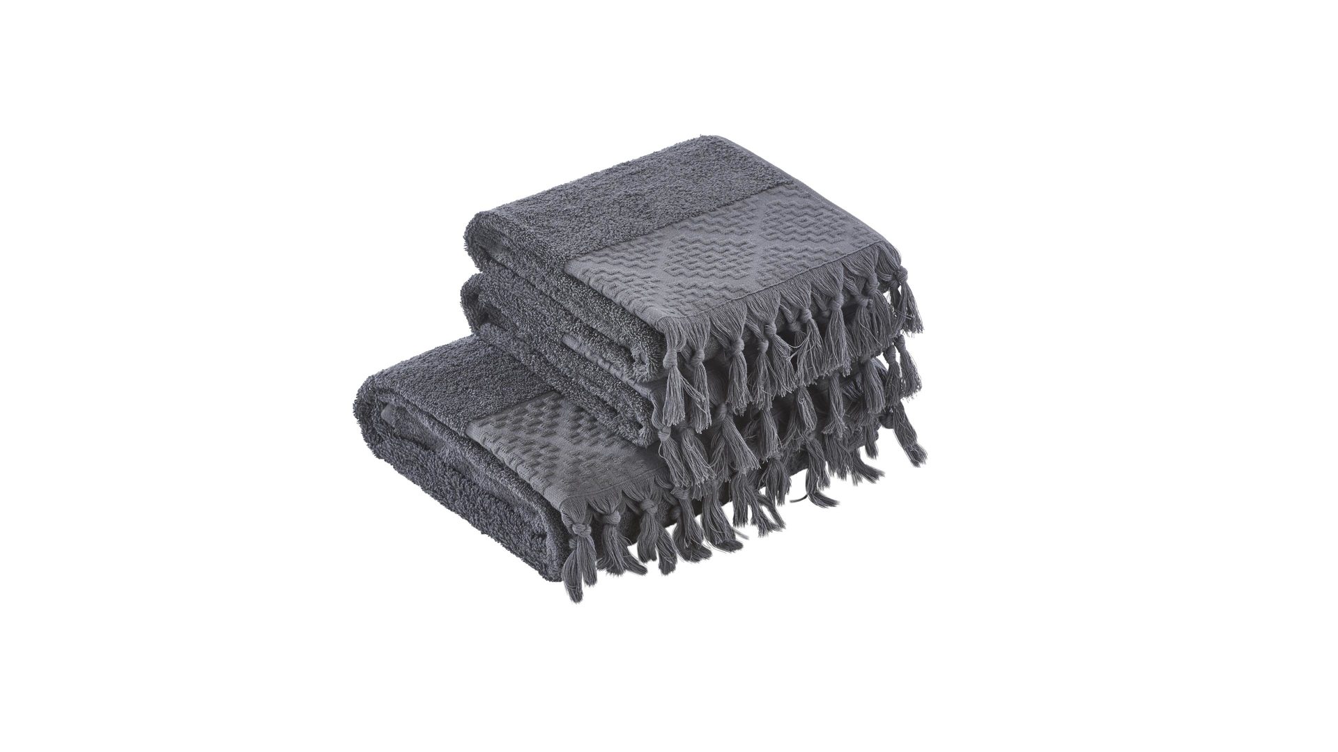 Handtuch-Set Done.® aus Stoff in Anthrazit done.® Handtuch-Set Provence Boheme anthrazitfarbene Baumwolle  – dreiteilig