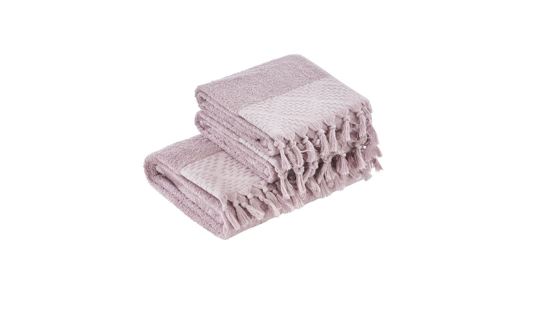 Handtuch-Set Done.® aus Stoff in Pastell done.® Handtuch-Set Provence Boheme - Heimtextilien altrosafarbene Baumwolle  – dreiteilig