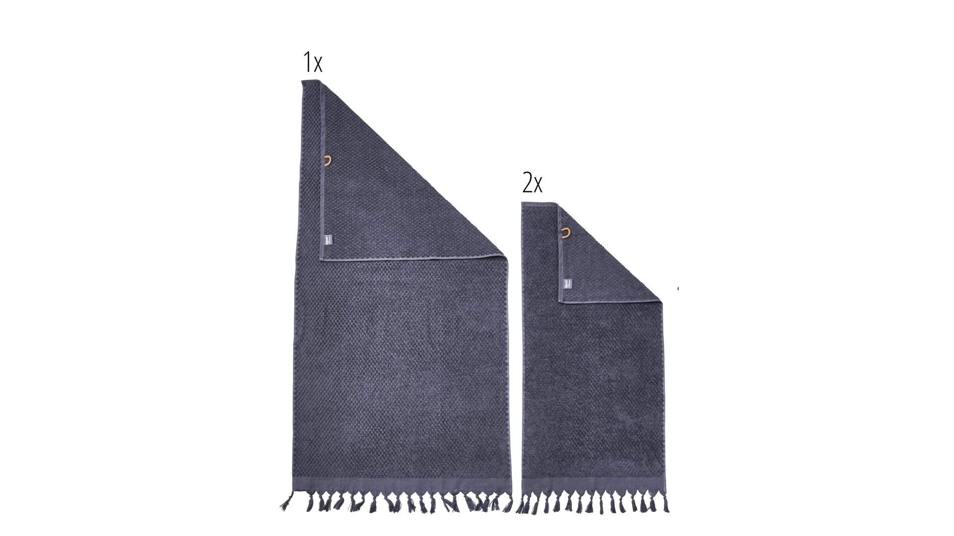 Handtuch-Set Done.® aus Stoff in Anthrazit done.® Handtuch-Set Provence Honeycomb - Heimtextilien anthrazitfarbene Baumwolle – dreiteilig