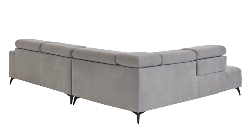 Ecksofa A. z. iwaniccy aus Stoff in Hellgrau Polsterprogramm Wave 2.0 - Funktions-Ecksofa hellgrauer Chenillebezug Cristal 84 - Stellfläche ca. 229 x 314 cm