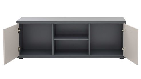 Lowboard Interliving aus Holz in Grau Interliving Jugendzimmer Serie 1701 - Lowboard Dunkelgrau & Sandgrau - zwei Türen, zwei Fächer