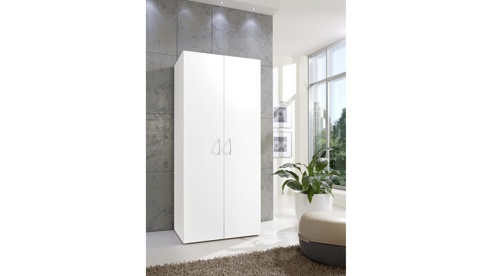 Mehrzweckschrank Wimex modern furniture aus Holz in Weiß Mehrzweckschrank, Kleiderschrank bzw. Schlafzimmermöbel weiße Kunststoffoberfläche - Breite ca. 70 cm, zwei Türen