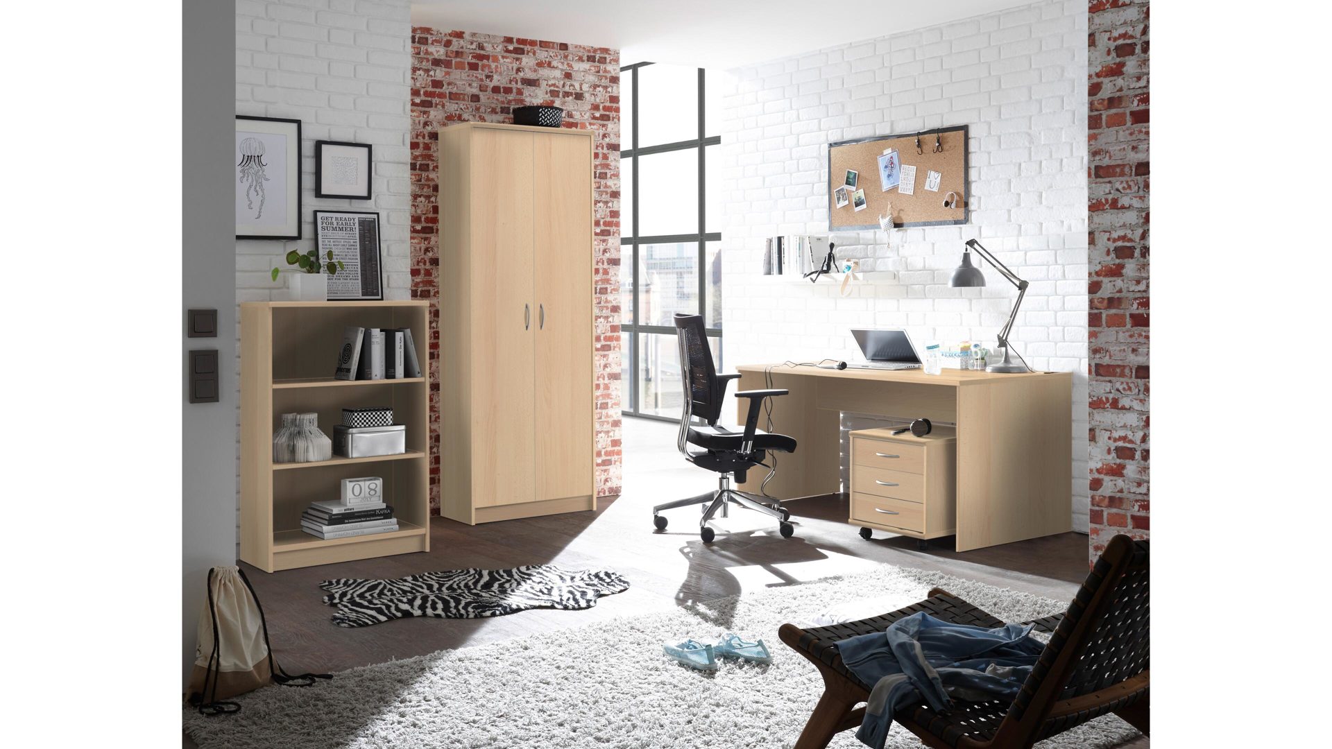 Schreibtisch Bega-consult aus Holz in Holzfarben Schreibtisch buchefarbene Kunststoffoberflächen – ca. 150 x 75 cm