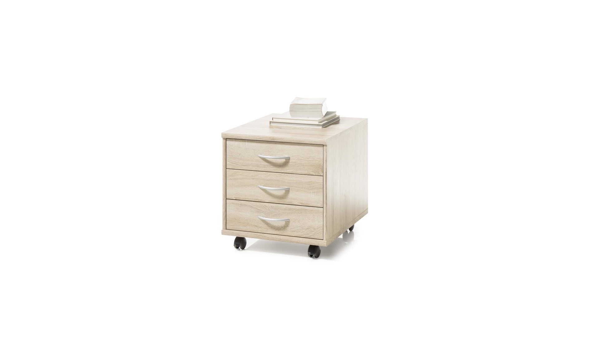 Rollcontainer Bega-consult aus Holz in Holzfarben Rollcontainer Sonoma eichefarbene Kunststoffoberflächen – drei Schubladen