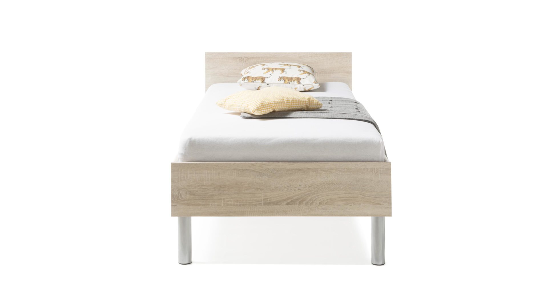 Einzelbett Bega-consult aus Holz in Holzfarben Jugendzimmer-Bettgestell Sonoma eichefarbene Kunststoffoberflächen – Liegefläche ca. 90 x 200 cm