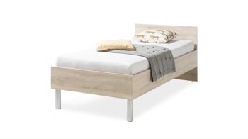 Einzelbett Bega-consult aus Holz in Holzfarben Jugendzimmer-Bettgestell Sonoma eichefarbene Kunststoffoberflächen – Liegefläche ca. 90 x 200 cm