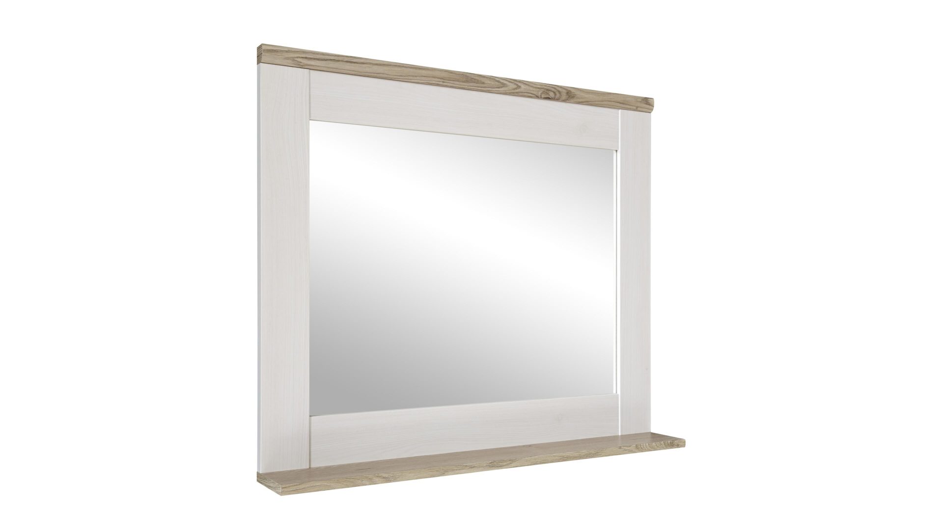 Wandspiegel Bega bbk aus Spiegel in Weiß Badzimmer-Spiegel Sibiu lärchefarbene & San Remo helle Kunststoffoberflächen – ca. 80 x 70 cm