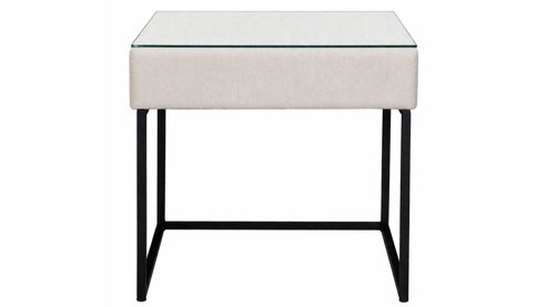 Nachtkommode Interliving aus Stoff in Weiß Interliving Bettsystem Serie 1414 - Nachtkonsole elfenbeinfarbener Bezug GCP 11 - ca. 49 x 45 cm