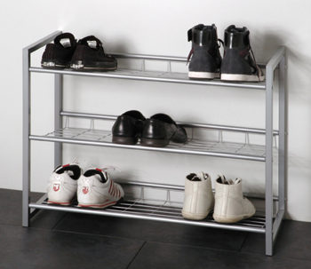 Schuhregal Haku aus Metall in Metallfarben Schuhregal als vielseitiges Kleinmöbel alufarbenes Metall - für ca. 12 Paar Schuhe