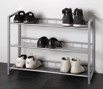 Schuhregal Haku aus Metall in Metallfarben Schuhregal als vielseitiges Kleinmöbel alufarbenes Metall - für ca. 12 Paar Schuhe