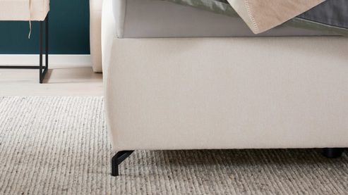 Polsterbett Interliving aus Stoff in Weiß Interliving Bettsystem Serie 1414 - Polsterbett elfenbeinfarbener Bezug GCP 11 - Liegefläche ca. 180 x 200 cm