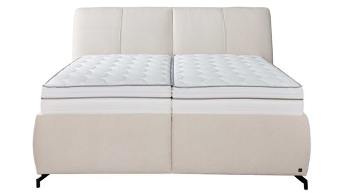 Polsterbett Interliving aus Stoff in Weiß Interliving Bettsystem Serie 1414 - Polsterbett elfenbeinfarbener Bezug GCP 11 - Liegefläche ca. 180 x 200 cm