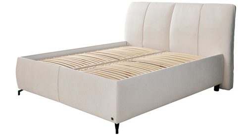 Polsterbett Interliving aus Stoff in Weiß Interliving Bettsystem Serie 1414 - Polsterbett elfenbeinfarbener Bezug GCP 11 - Liegefläche ca. 180 x 200 cm