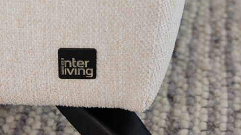 Polsterbett Interliving aus Stoff in Weiß Interliving Bettsystem Serie 1414 - Polsterbett elfenbeinfarbener Bezug GCP 11 - Liegefläche ca. 180 x 200 cm